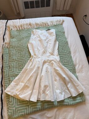 Zara White Fit-and-Flare Sleeveless Dress